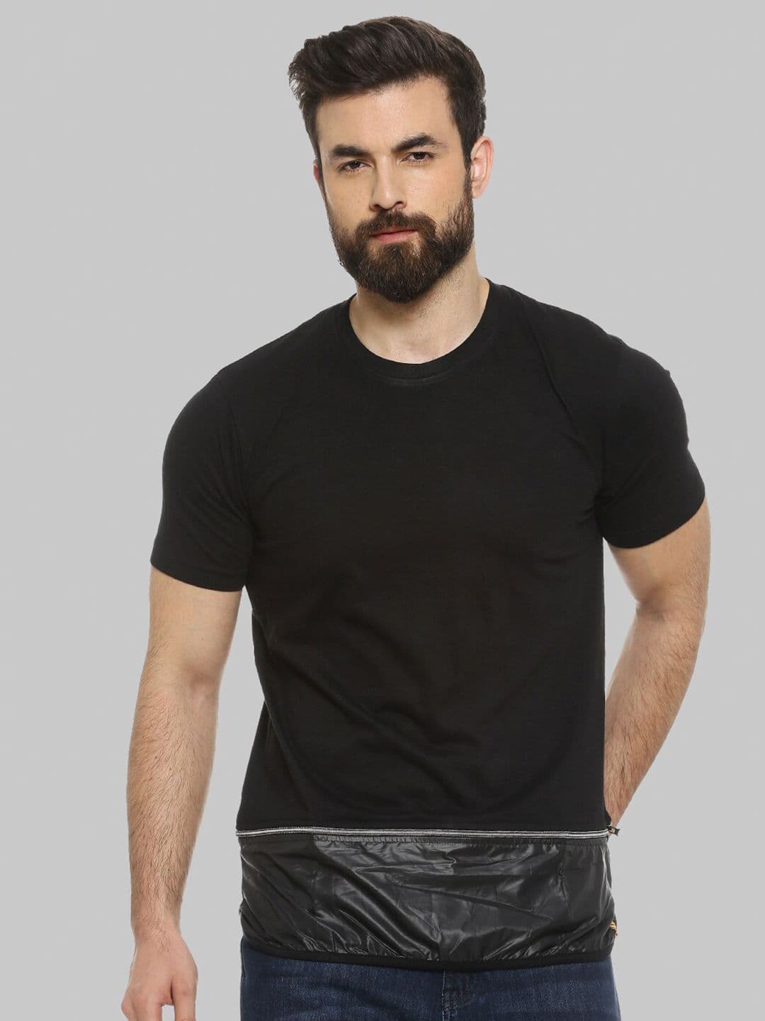 CAHOOT Black Round Neck Short Sleeves Casual Cotton T-shirt - view 1