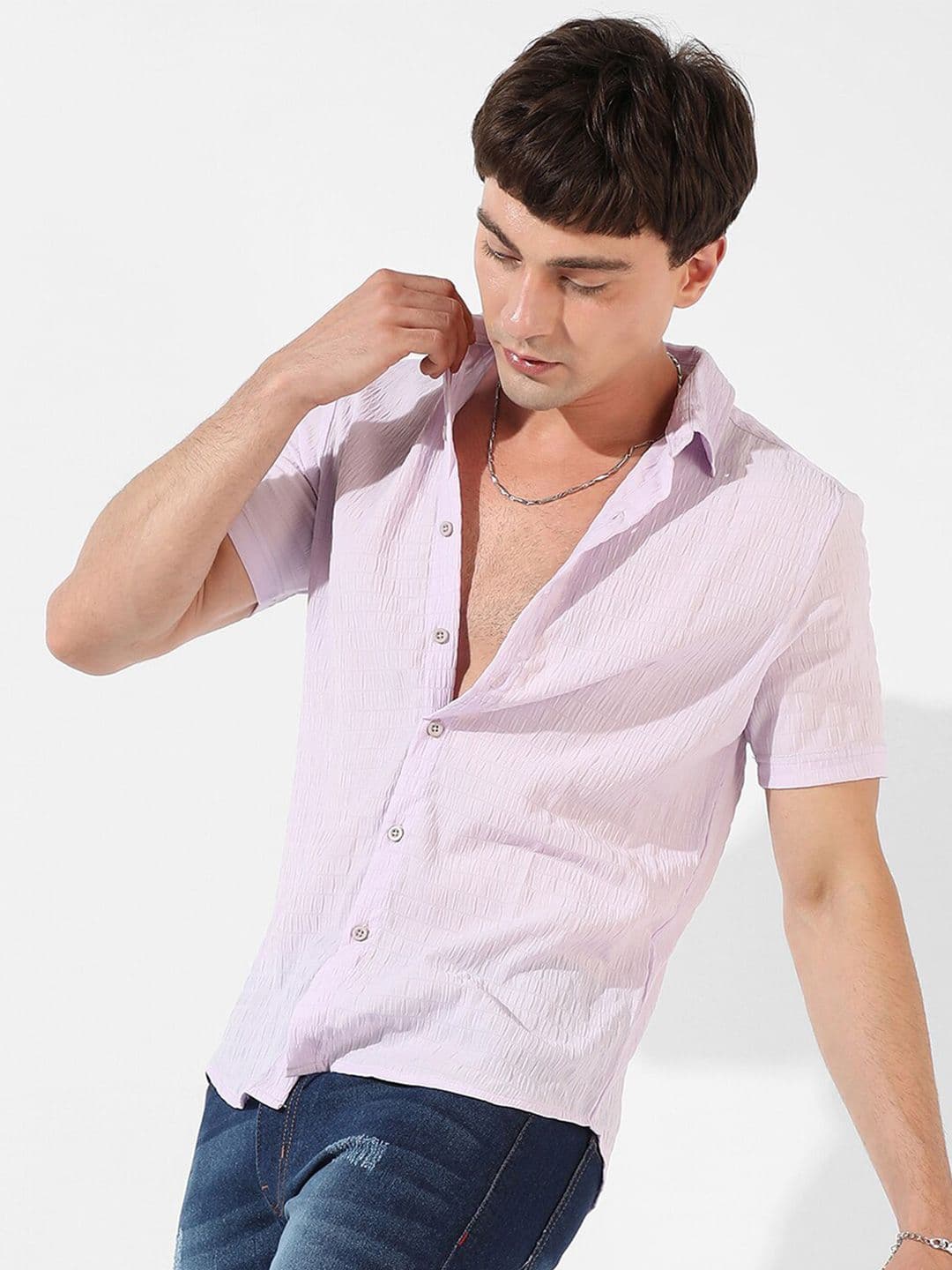 CAHOOT Lavender Spread Collar Classic Fit Casual Shirt - view 1