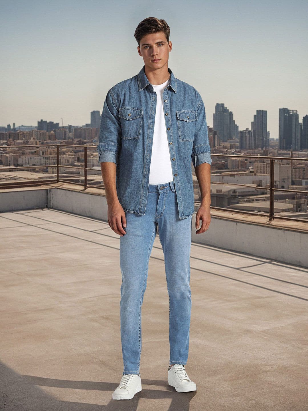 Flying Machine Men Super Skinny Fit Mid Rise Heavy Fade Stretchable Jeans - view 1