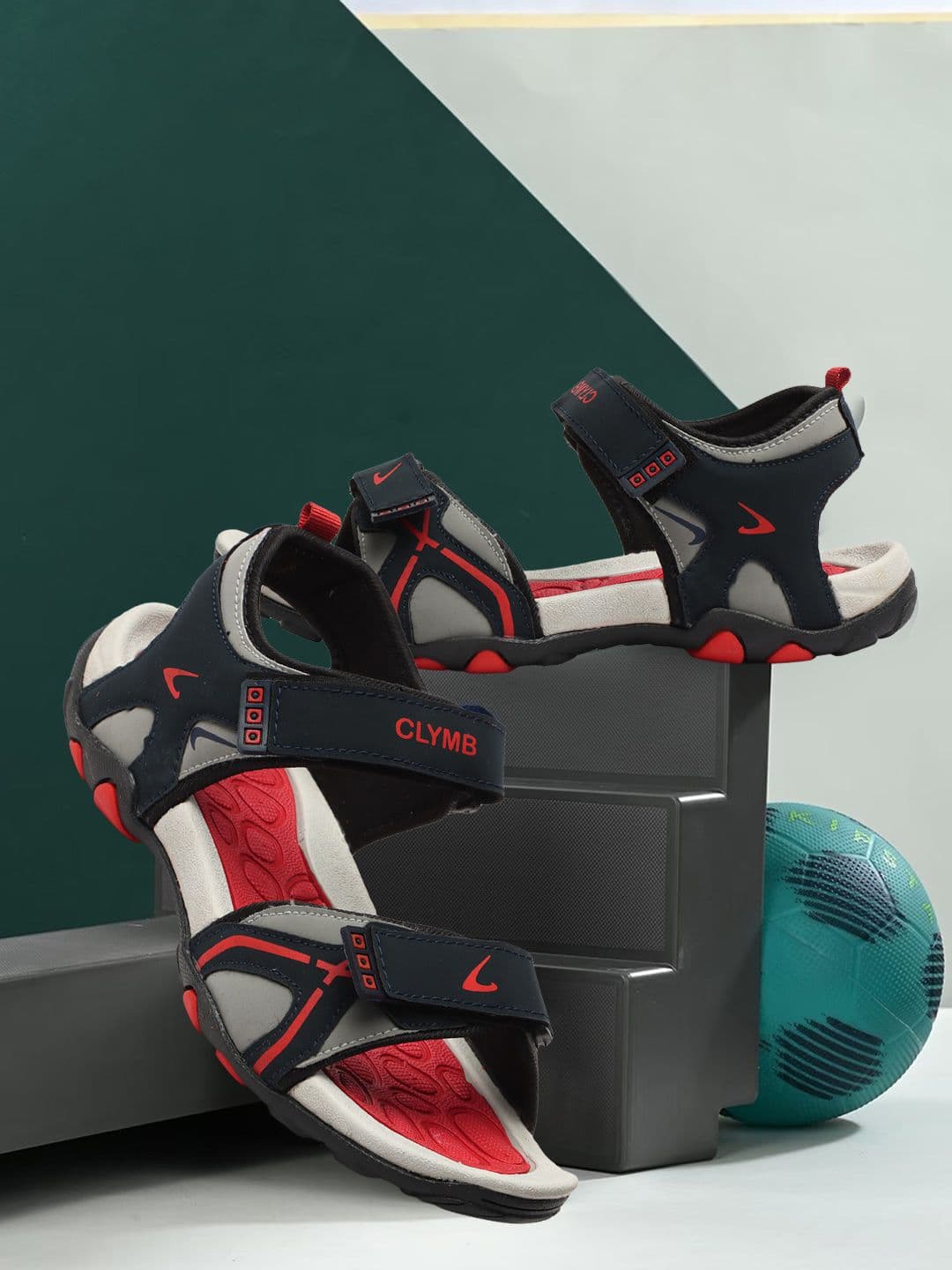 CLYMB Men Phylon-4 Brand Logo Printed Comfort Fit Velcro Closure Sports Sandals - view 1