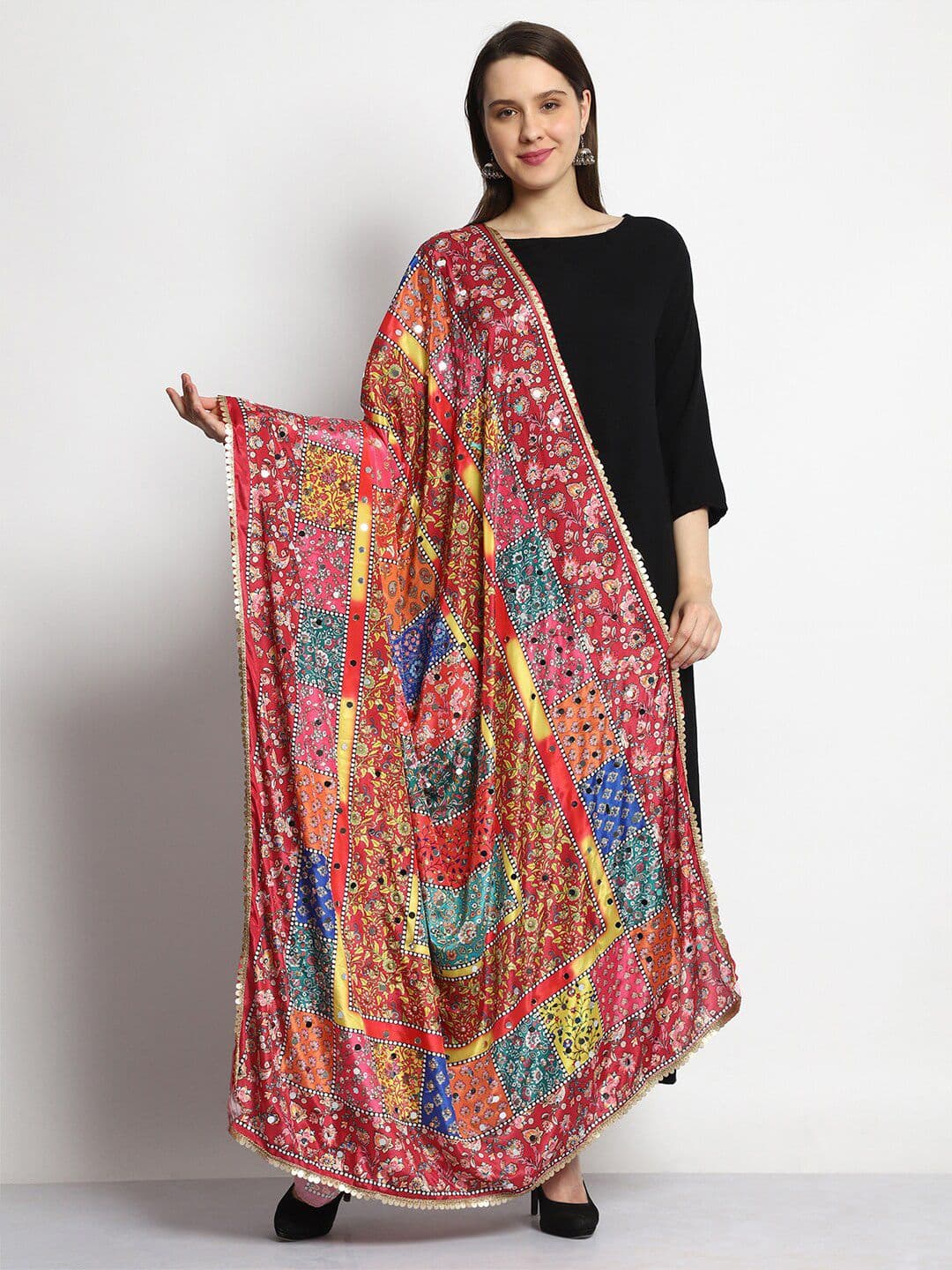 SWI Stylish Women Digital Printed Bridal Mirror Work Chiffon Dupatta - view 1