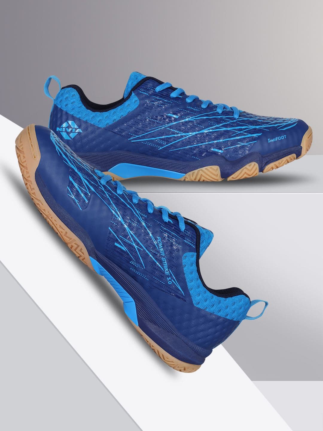 NIVIA Men Powerstrike 3.0 Black/Blue Badminton Shoes - view 1