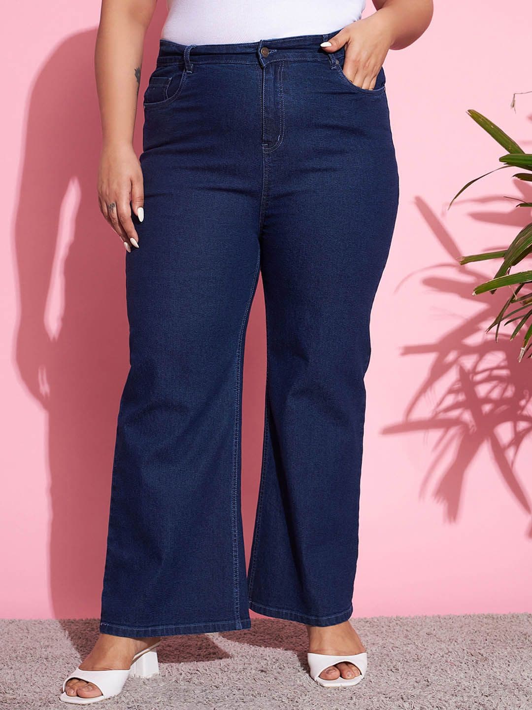SASSAFRAS Curve Women Plus Size Navy Blue Flared High-Rise Stretchable Jeans - view 1