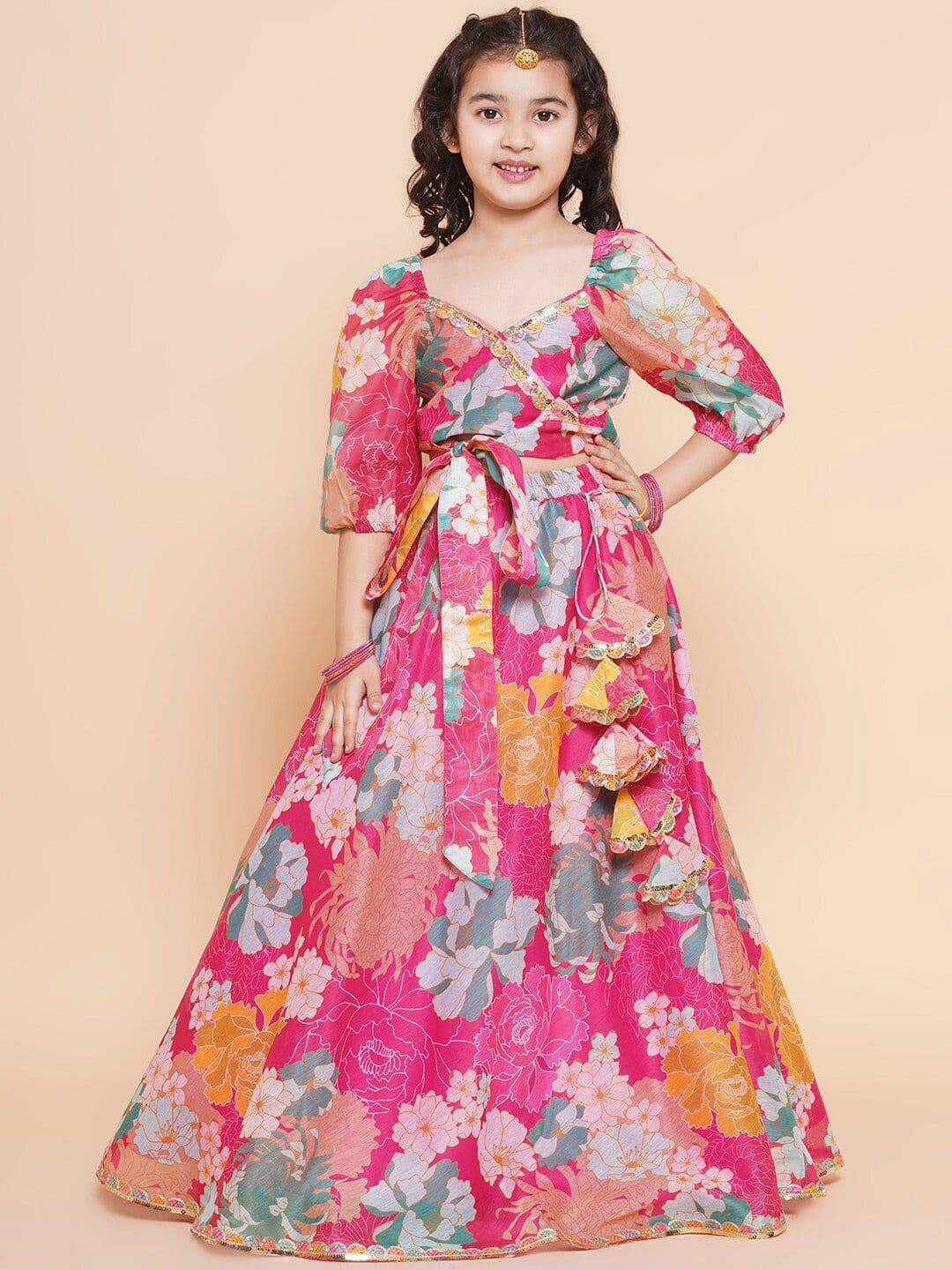Bitiya by Bhama Girls Printed Ready to Wear Lehenga Set - view 1