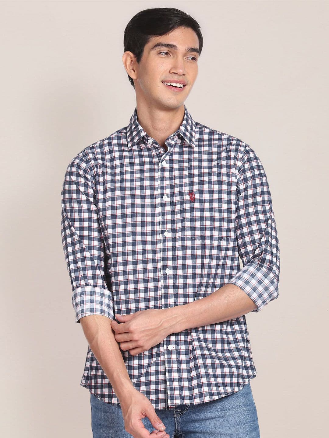 U.S. Polo Assn. Pure Cotton Tartan Checked Casual Shirt - view 1