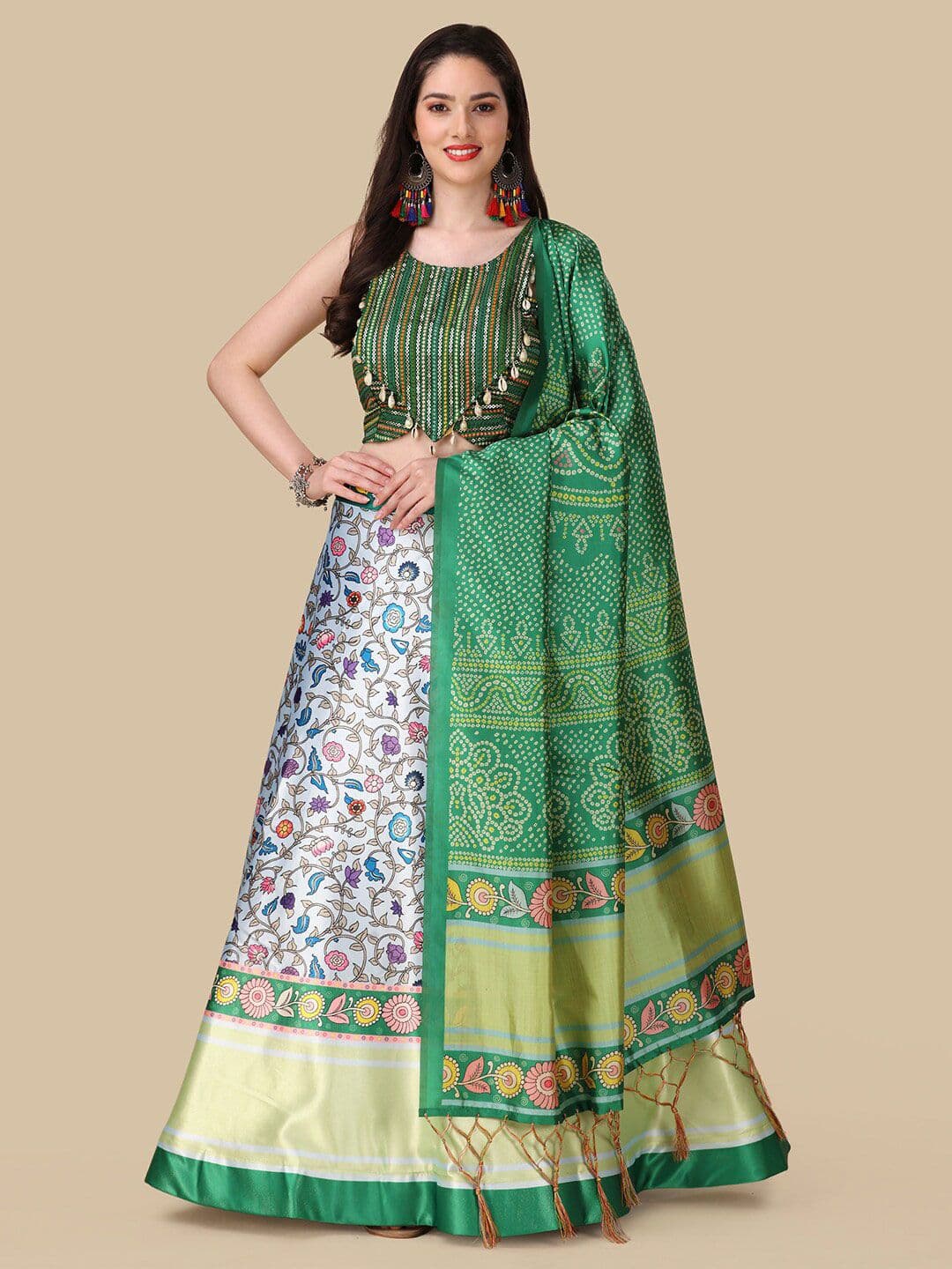 Kaizen TEXO FAB Printed Sequinned Semi-Stitched Lehenga & Unstitched Blouse With Dupatta - view 1