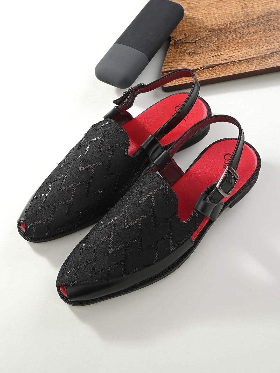 House of Pataudi Men Embellished Comfort Shoe-Style Sandals With Buckle - view 1