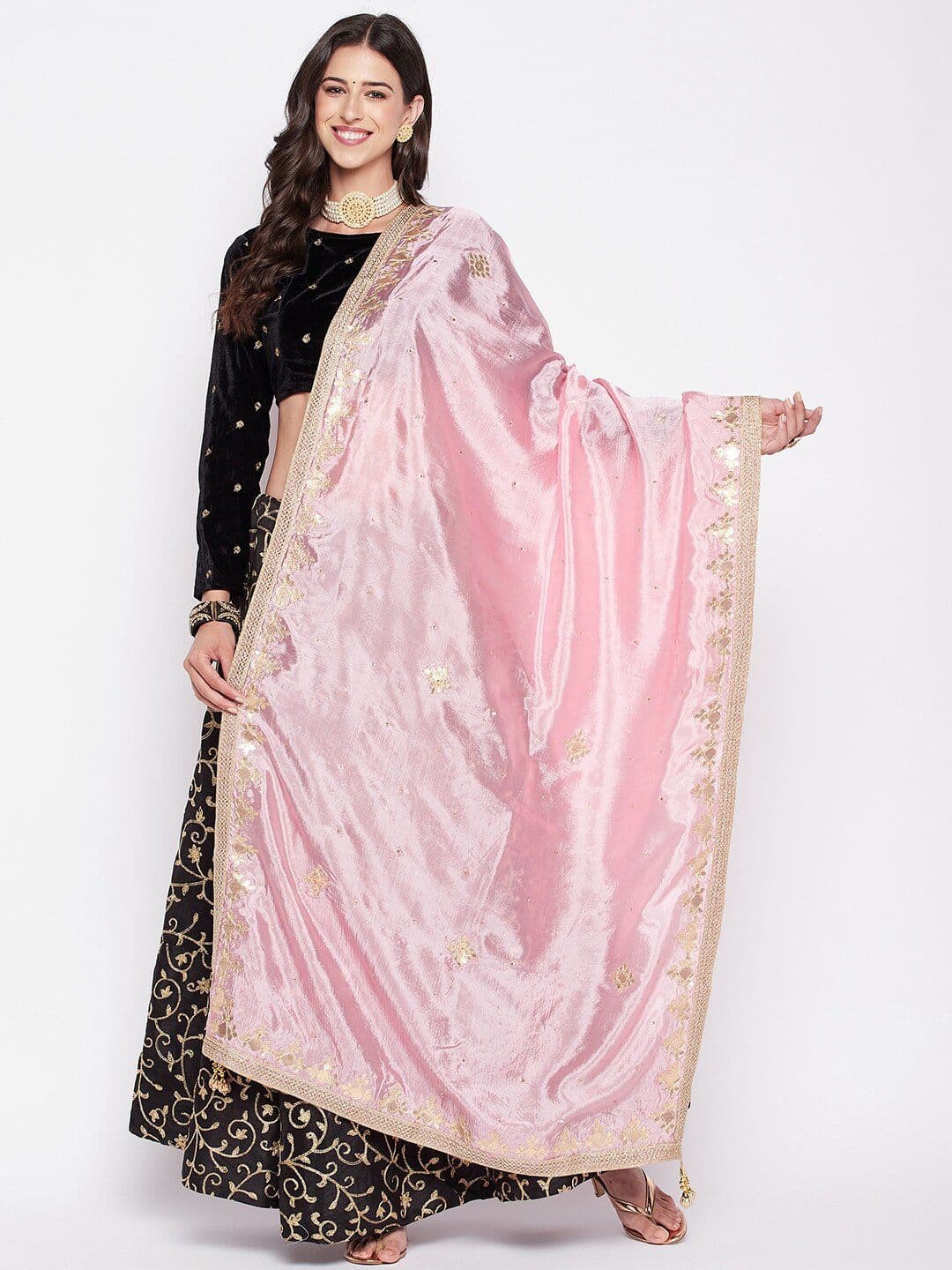 Clora Creation Embroidered Dupatta With Gotta Patti & Tasselled - view 1