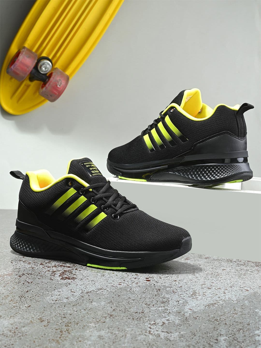 OFF LIMITS Men Black Mesh Lace-Up Running Non-Marking Shoes - view 1