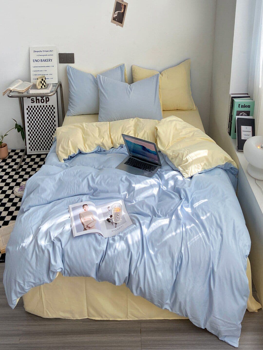 JC HOME Beige & Blue Double Queen Bedding Set - view 1
