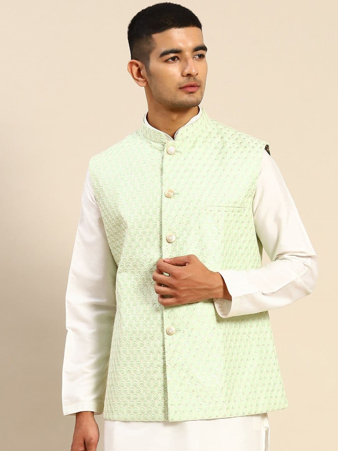 RAJUBHAI HARGOVINDAS Embroidered Nehru Jacket - view 1