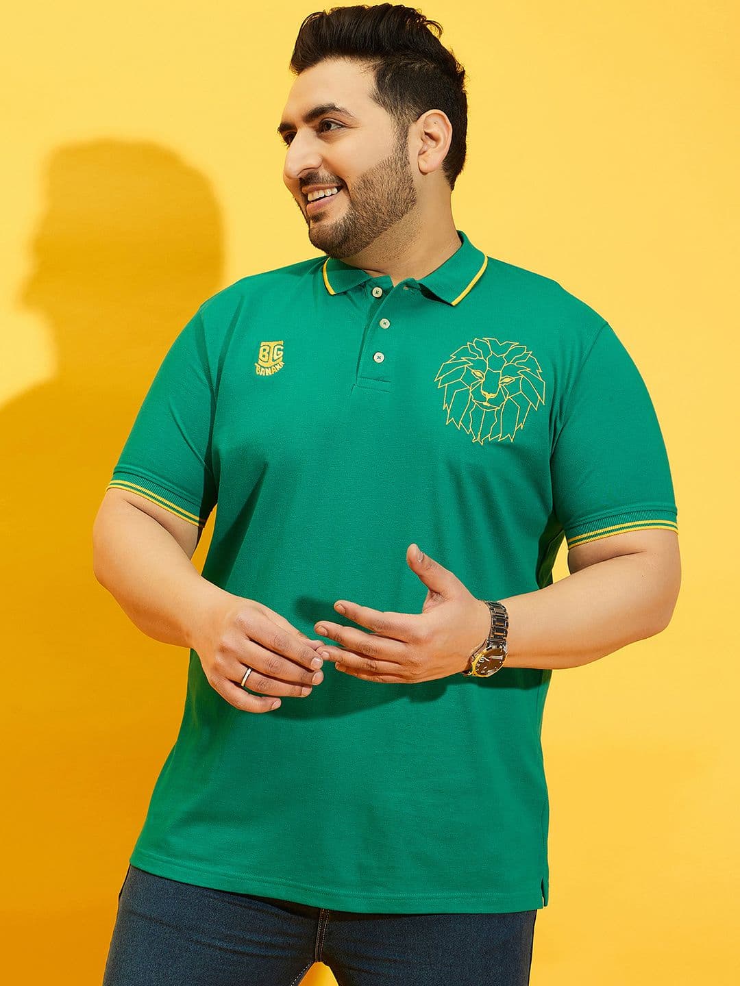 bigbanana Men Bio Finish Thom Sea Green Polo Embroidered Solid Pure Cotton Collar T-shirt - view 1