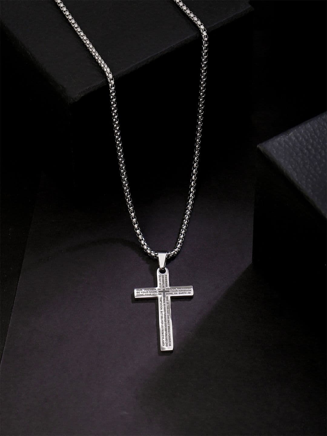 Yellow Chimes Silver Plated Cross Pendant With Chain - view 1
