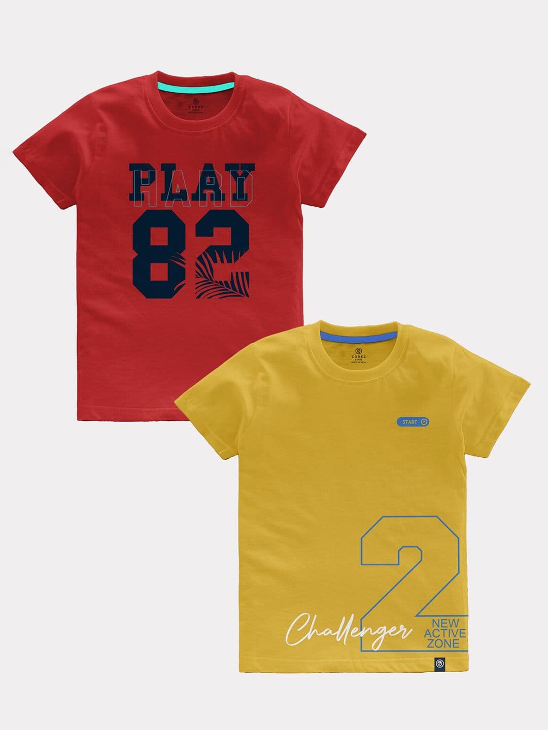 CODEZ Boys Pack Of 2 Typography Printed Round Neck Cotton T-shirts - view 1