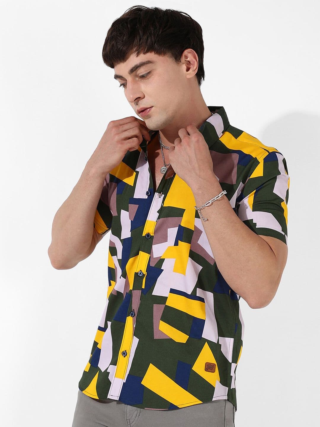 CAHOOT Classic Geometric Printed Cotton Casual Shirt - view 1