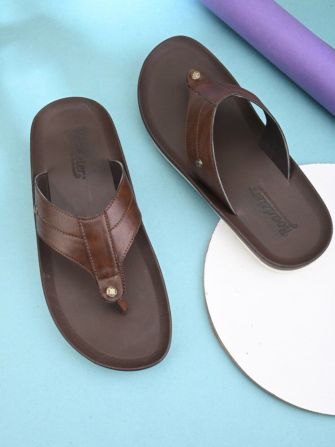 Roadster Men Tan Textured Comfort Sandals - view 1