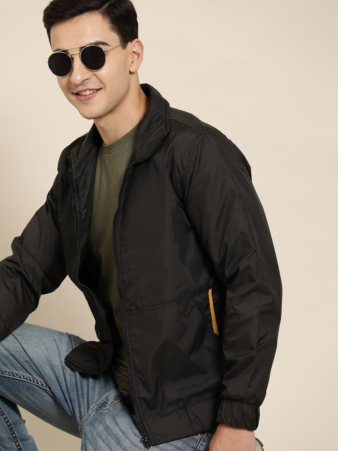 HERE&NOW Typography Detail Mock Collar Tailored Jacket - view 1