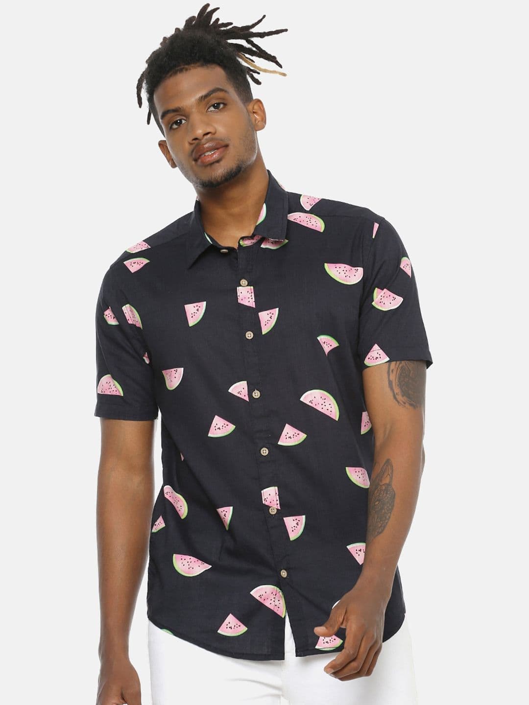 CAHOOT Black Classic Conversational Printed Cotton Shirt - view 1