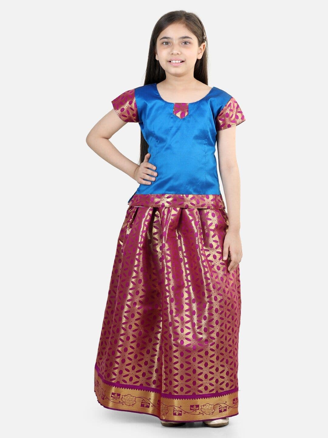 BownBee Girls Woven Design Ready to Wear Lehenga & Choli - view 1