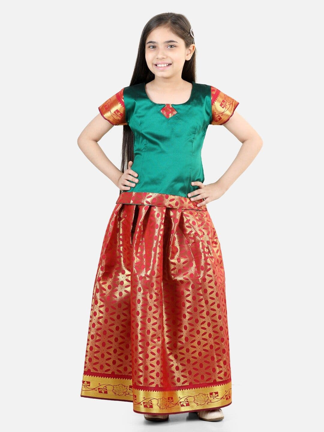 BownBee Girls Woven Design Ready to Wear Lehenga & Choli - view 1