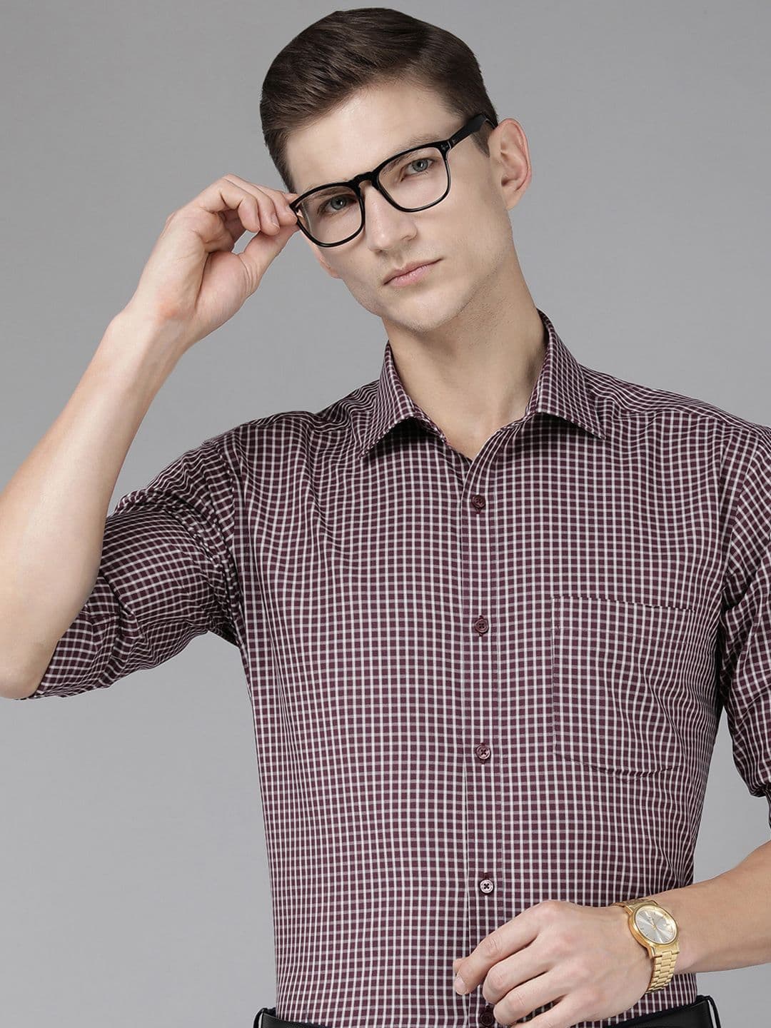 Park Avenue Slim Fit Checked Pure Cotton Formal Shirt - view 1