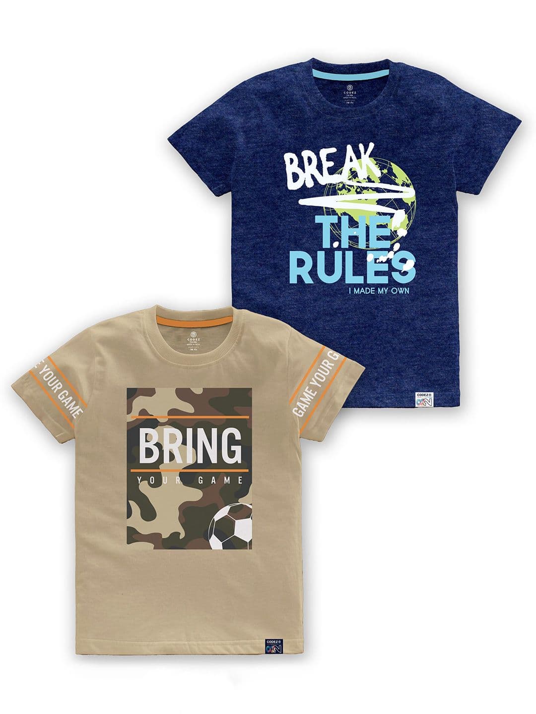 CODEZ Boys Pack Of 2 Typography Printed Round Neck Cotton T-shirt - view 1