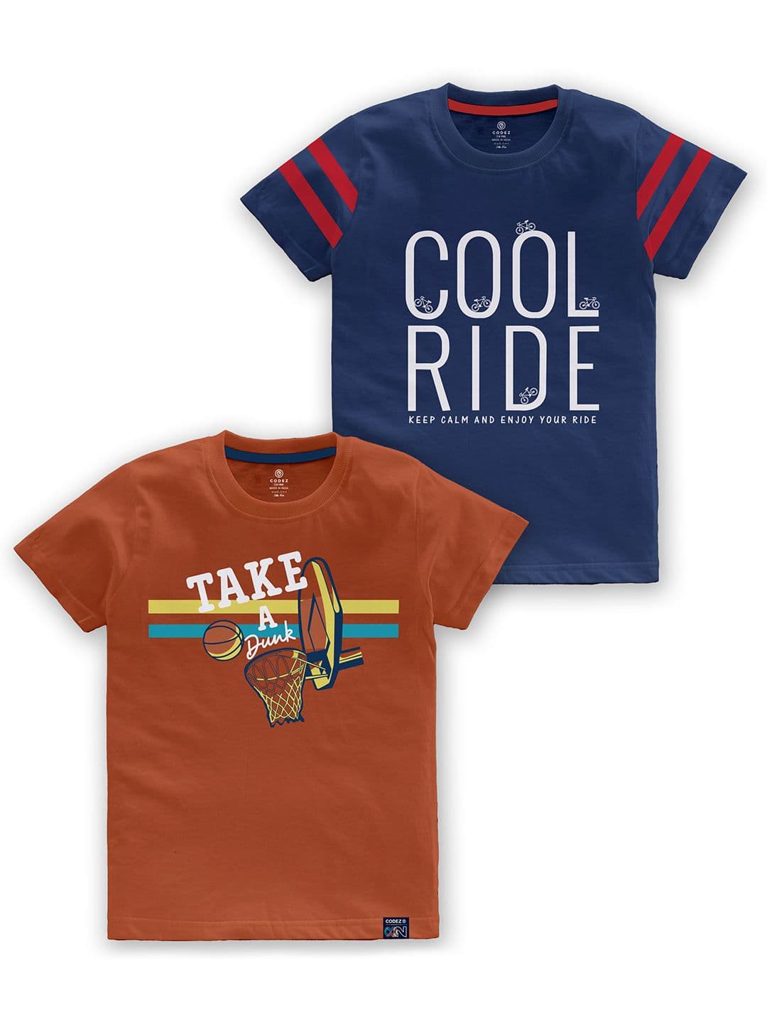 CODEZ Boys Pack Of 2 Typography Printed Round Neck Cotton T-shirt - view 1