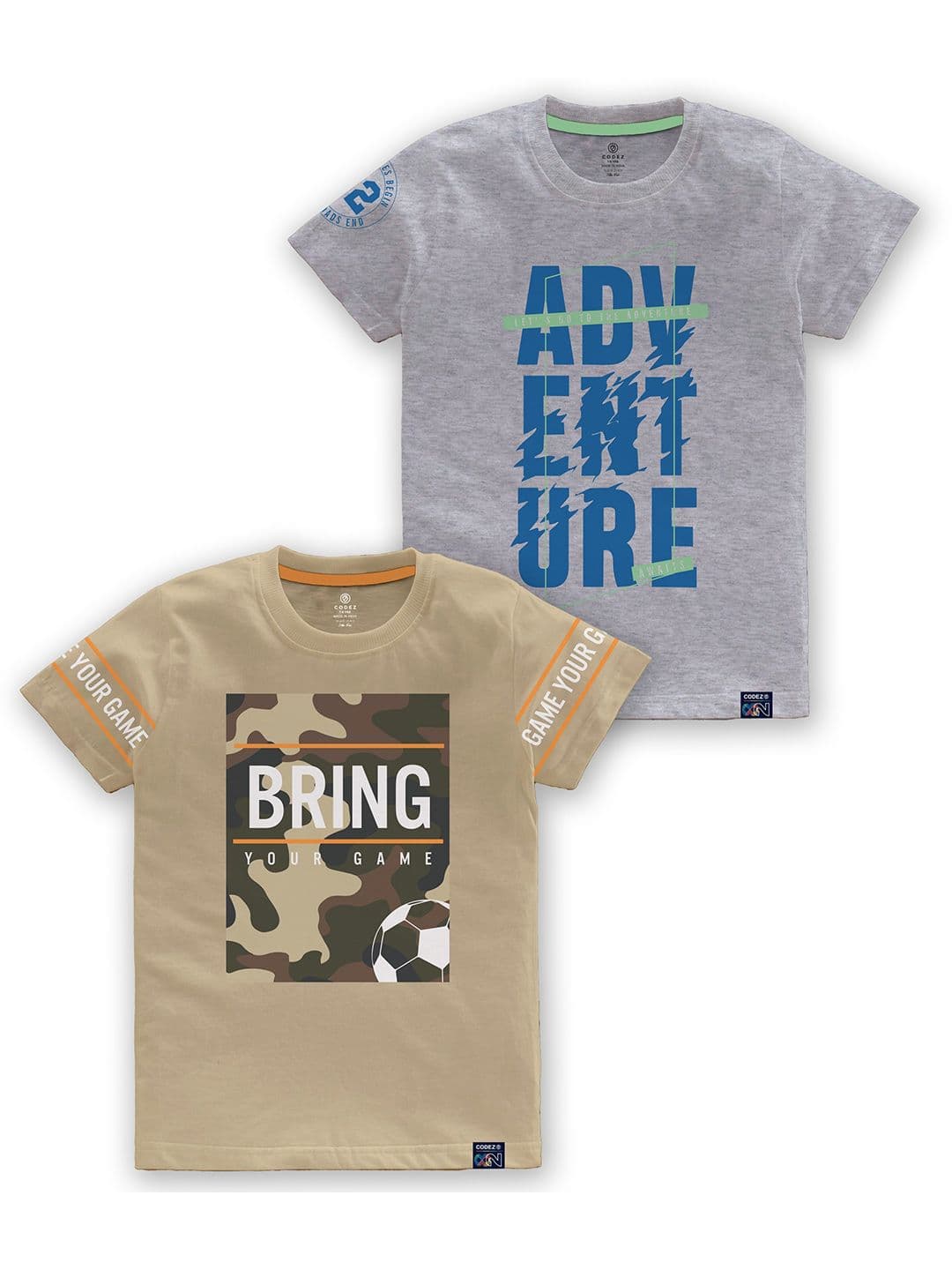 CODEZ Boys Pack Of 2 Typography Printed Round Neck Cotton T-shirt - view 1