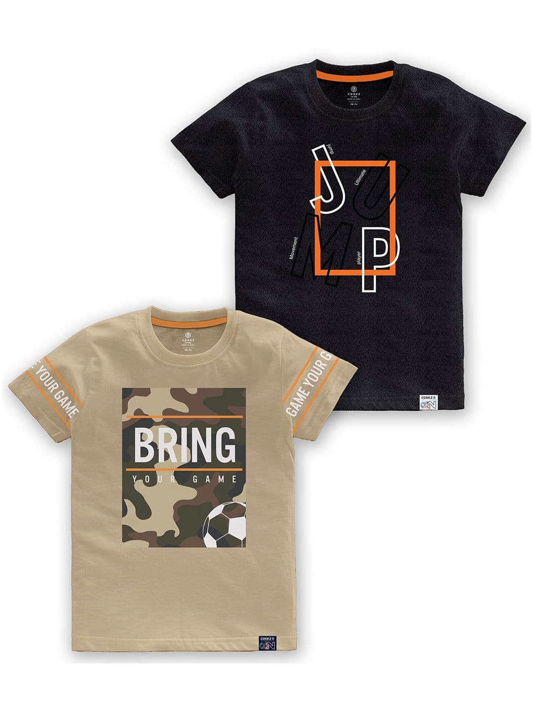 CODEZ Boys Pack of 2 Typography Printed Cotton T-shirts - view 1