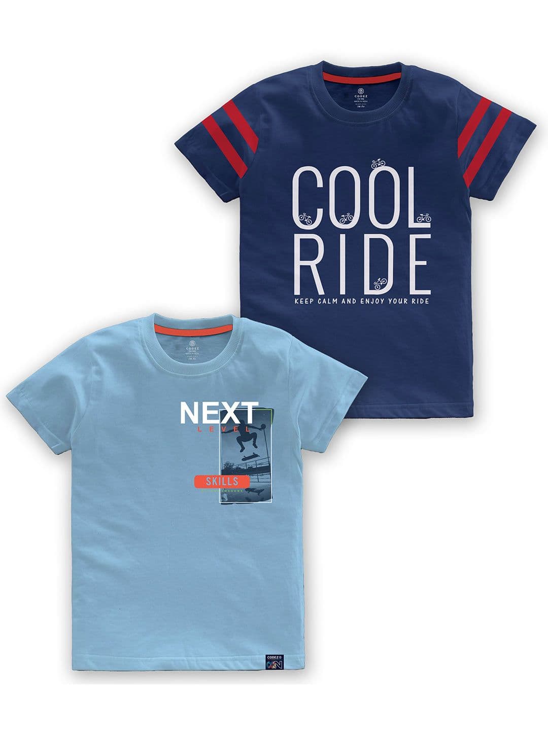CODEZ Boys Pack Of 2 Typography Printed Round Neck Cotton T-shirt - view 1