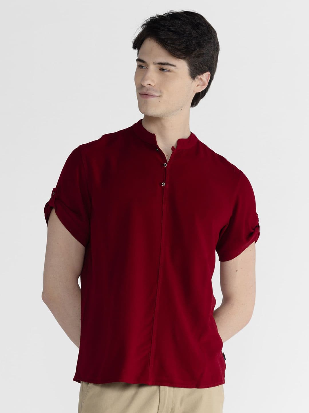 IDENTITI Classic Slim Fit Band Collar Casual Shirt - view 1