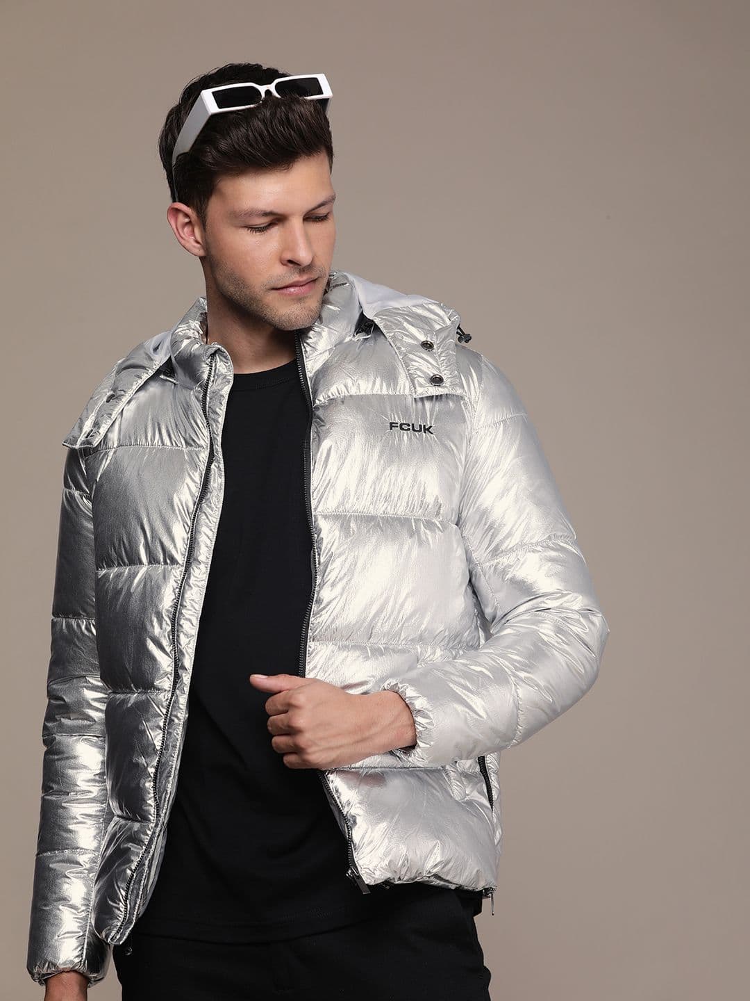 FCUK Men Solid Sheen Puffer Jacket - view 1