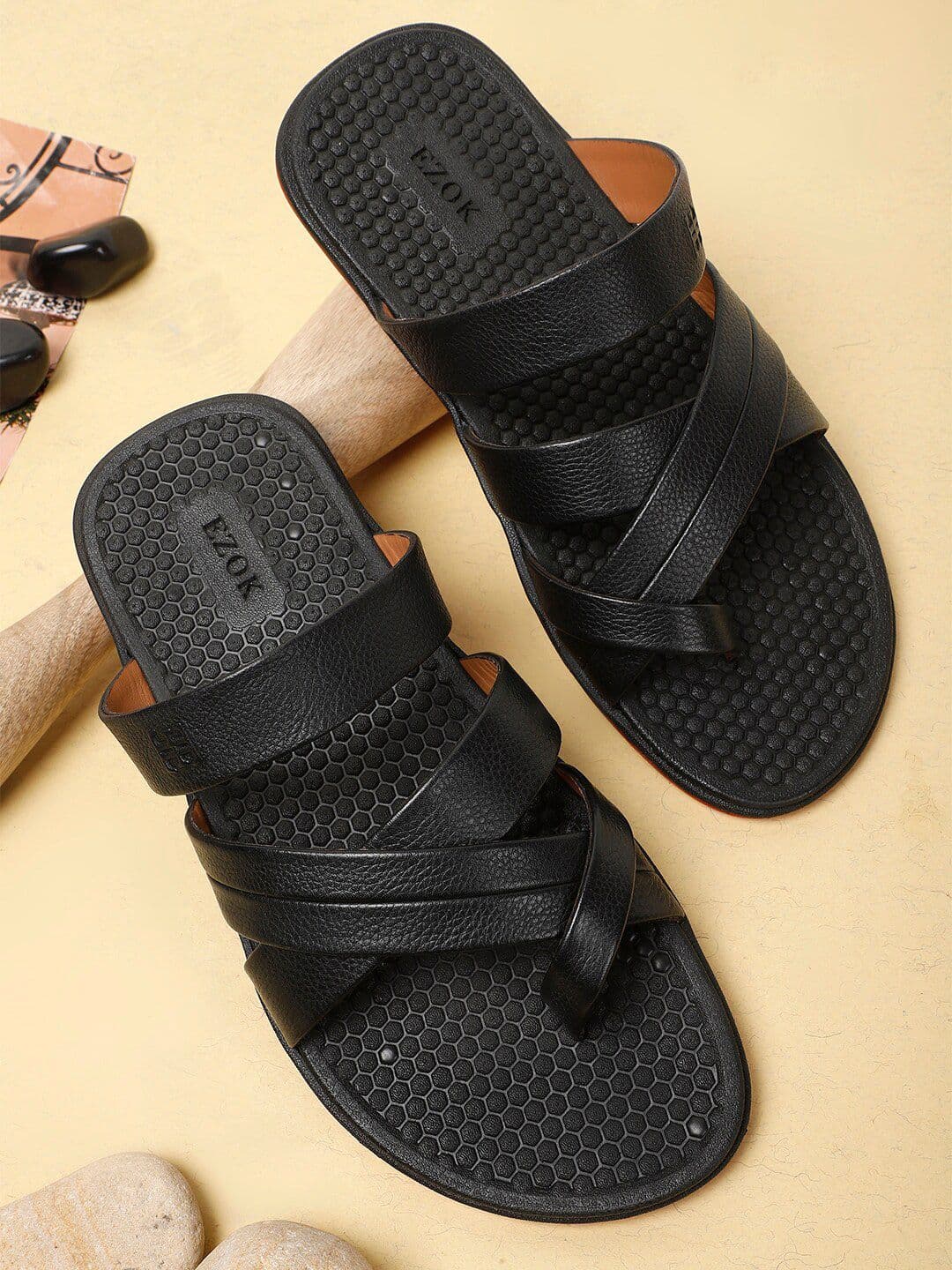 EZOK Men Textured Leather Comfort Sandals - view 1