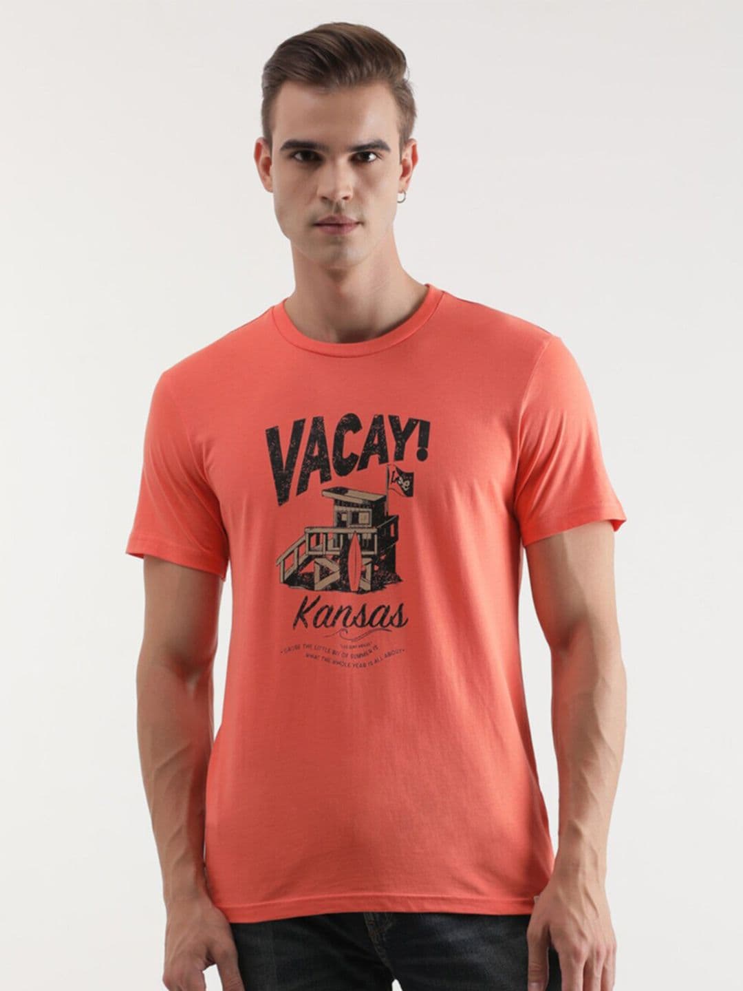 Lee Typography Printed Cotton Slim Fit T-shirt - view 1