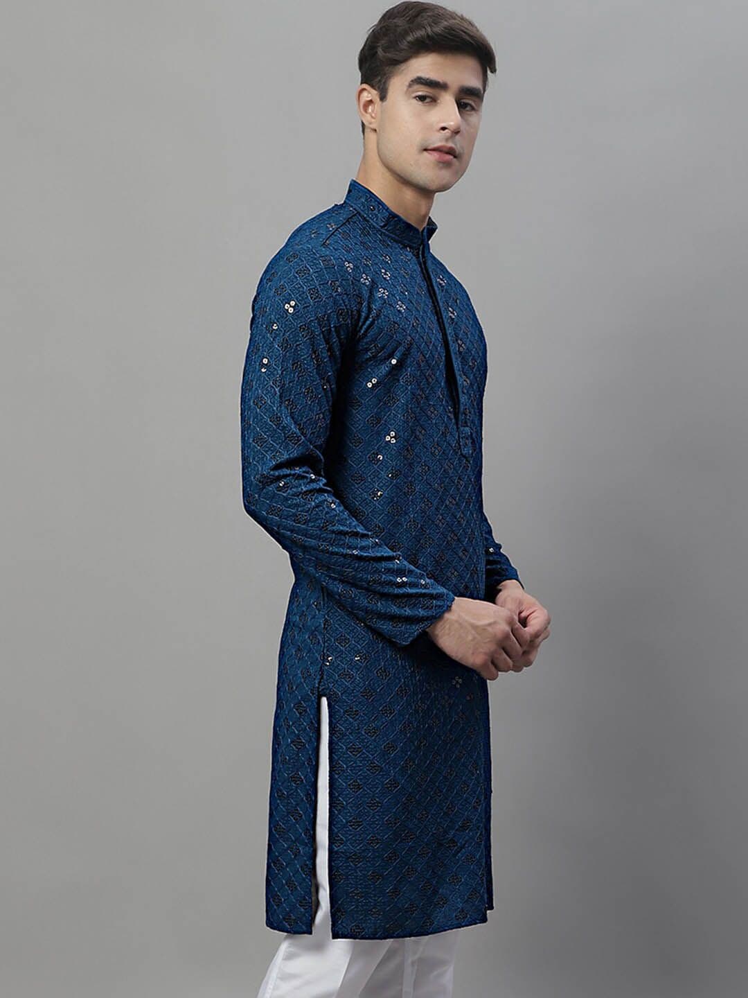 Jompers Mandarin Collar Ethnic Motifs Embroidered Chikankari Republic Day Republic Day Kurta - view 1