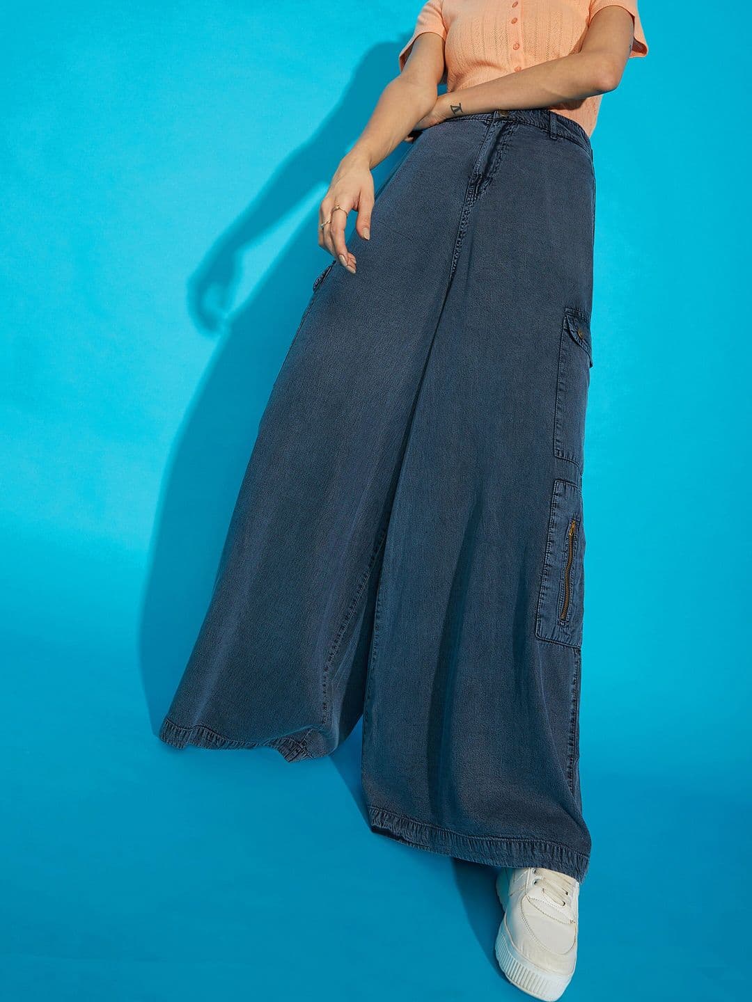 SASSAFRAS Women Comfort High-Rise Medium Shade Wide Leg Jeans - view 1