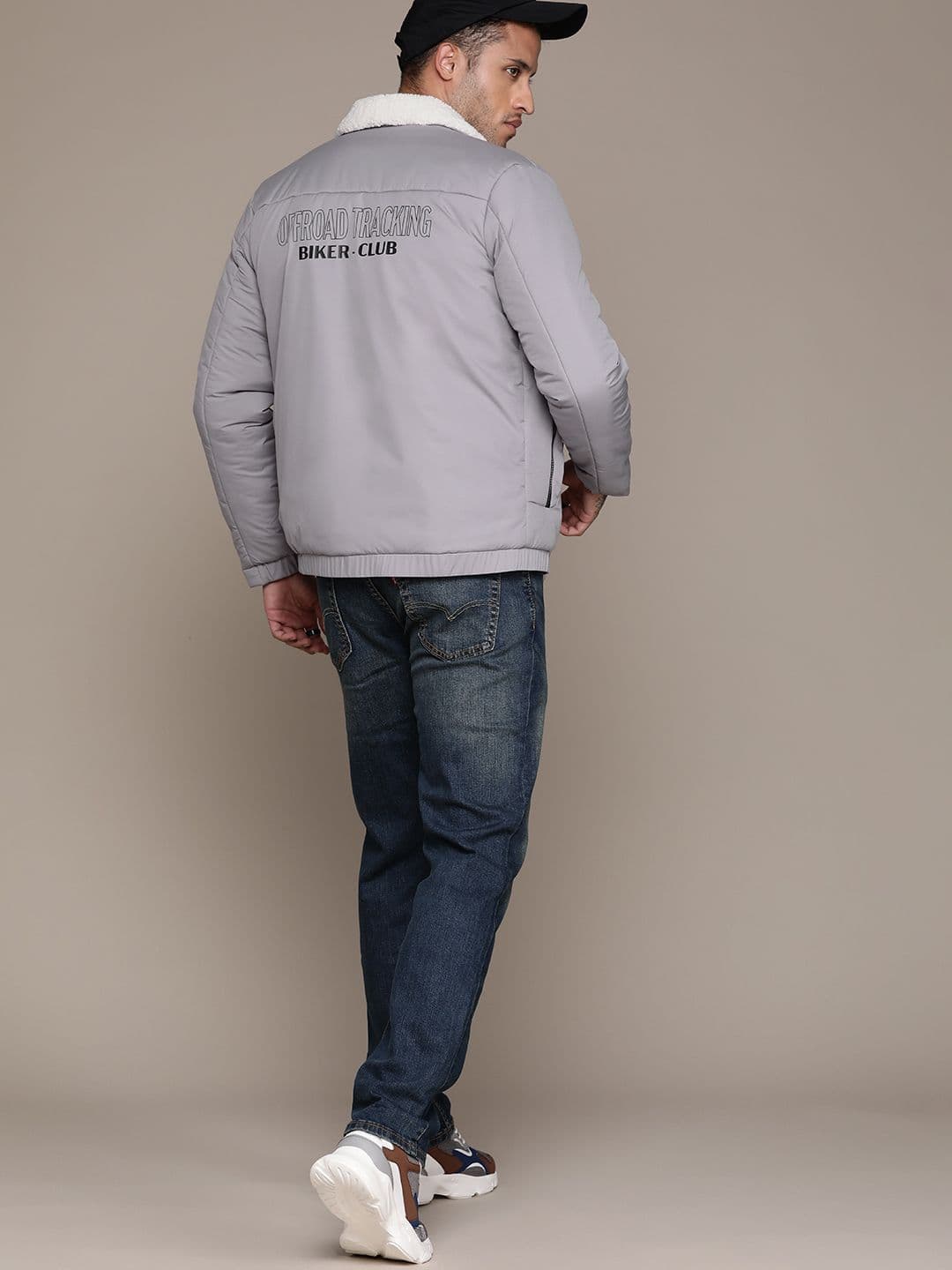 The Roadster Lifestyle Co. Typography Printed Faux Fur Detailed Padded Jacket - view 1