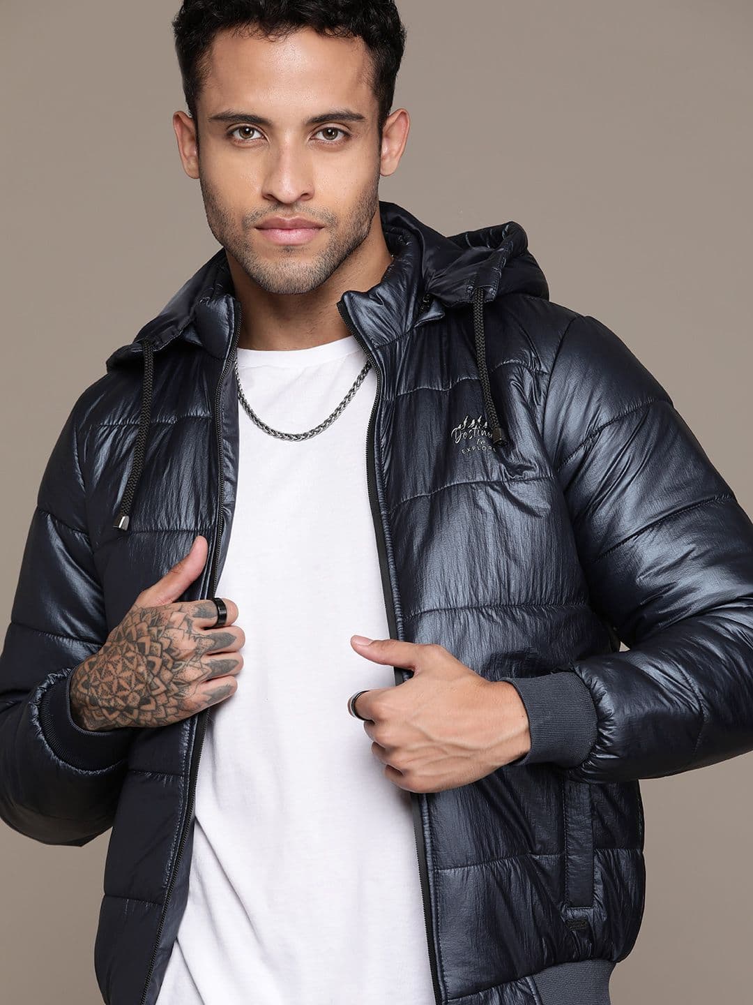 The Roadster Lifestyle Co. Solid Detachable Hood Padded jacket - view 1