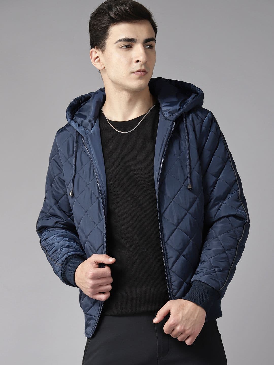 The Roadster Lifestyle Co. Solid Quilted Detail Hooded Padded Jacket - view 1