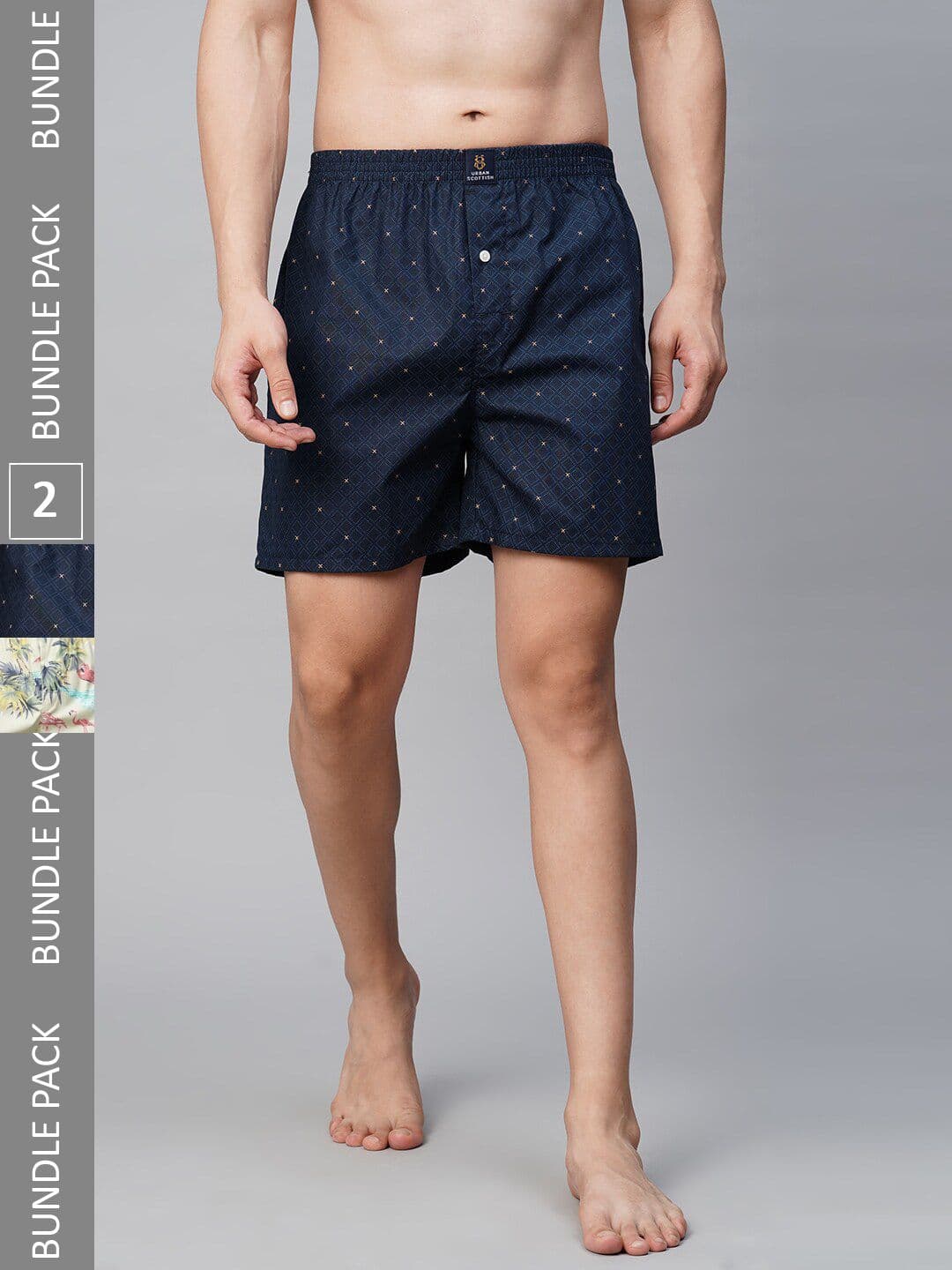 URBAN SCOTTISH Men Pack of 2 Mid-Rise Comfort Fit Printed Pure Cotton Boxers - view 1