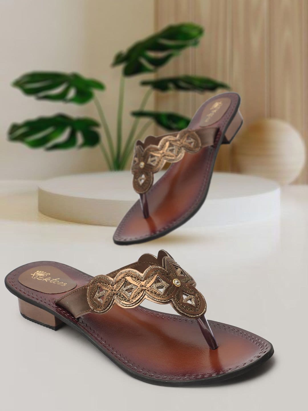 Picktoes Embellished Open Toe Block Heels - view 1