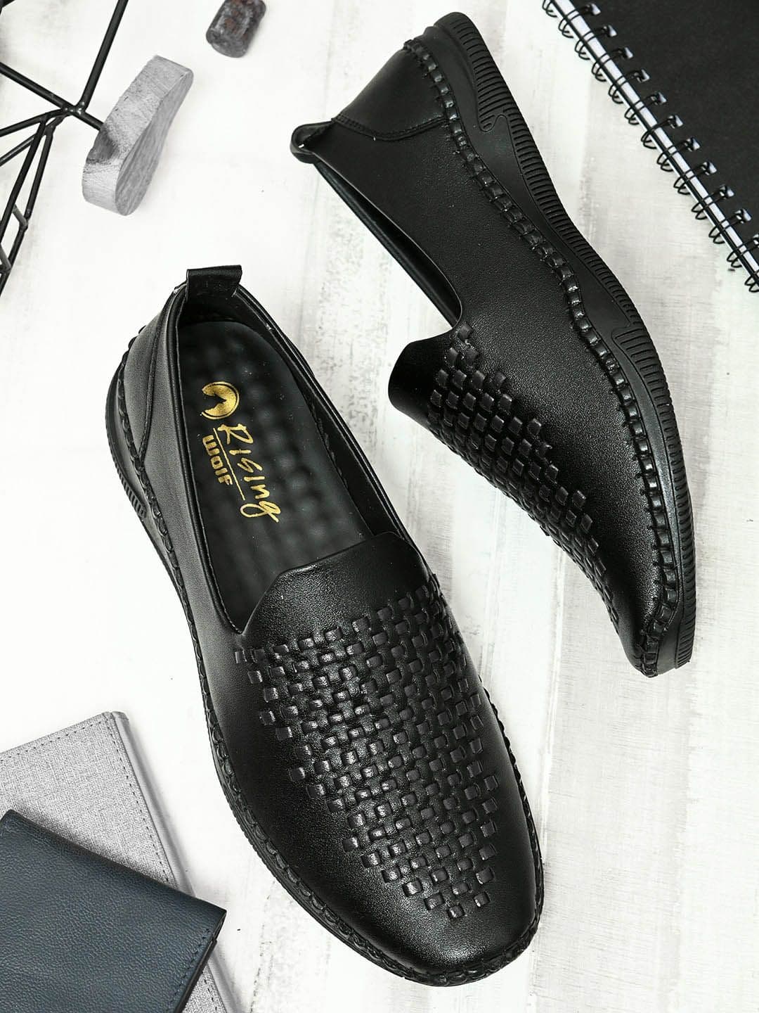 Rising Wolf Textured Slip-Ons Formal Loafers Shoes - view 1
