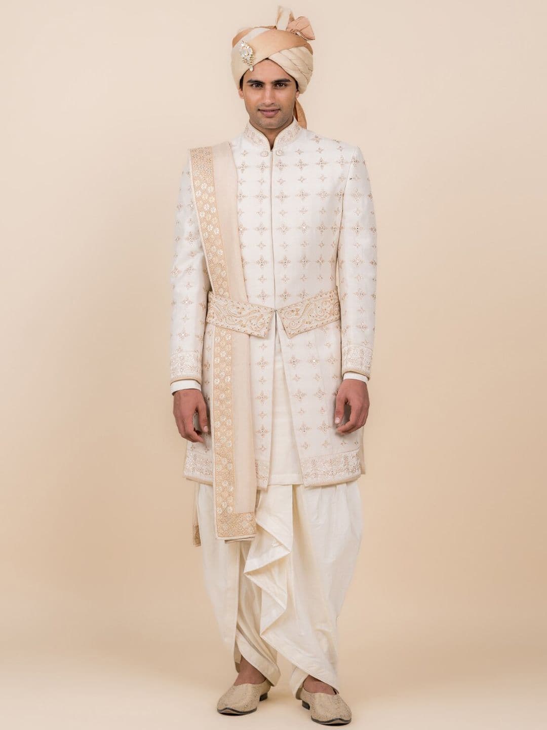 Tasva Men Mirror Work Embroidered Sherwani Set
