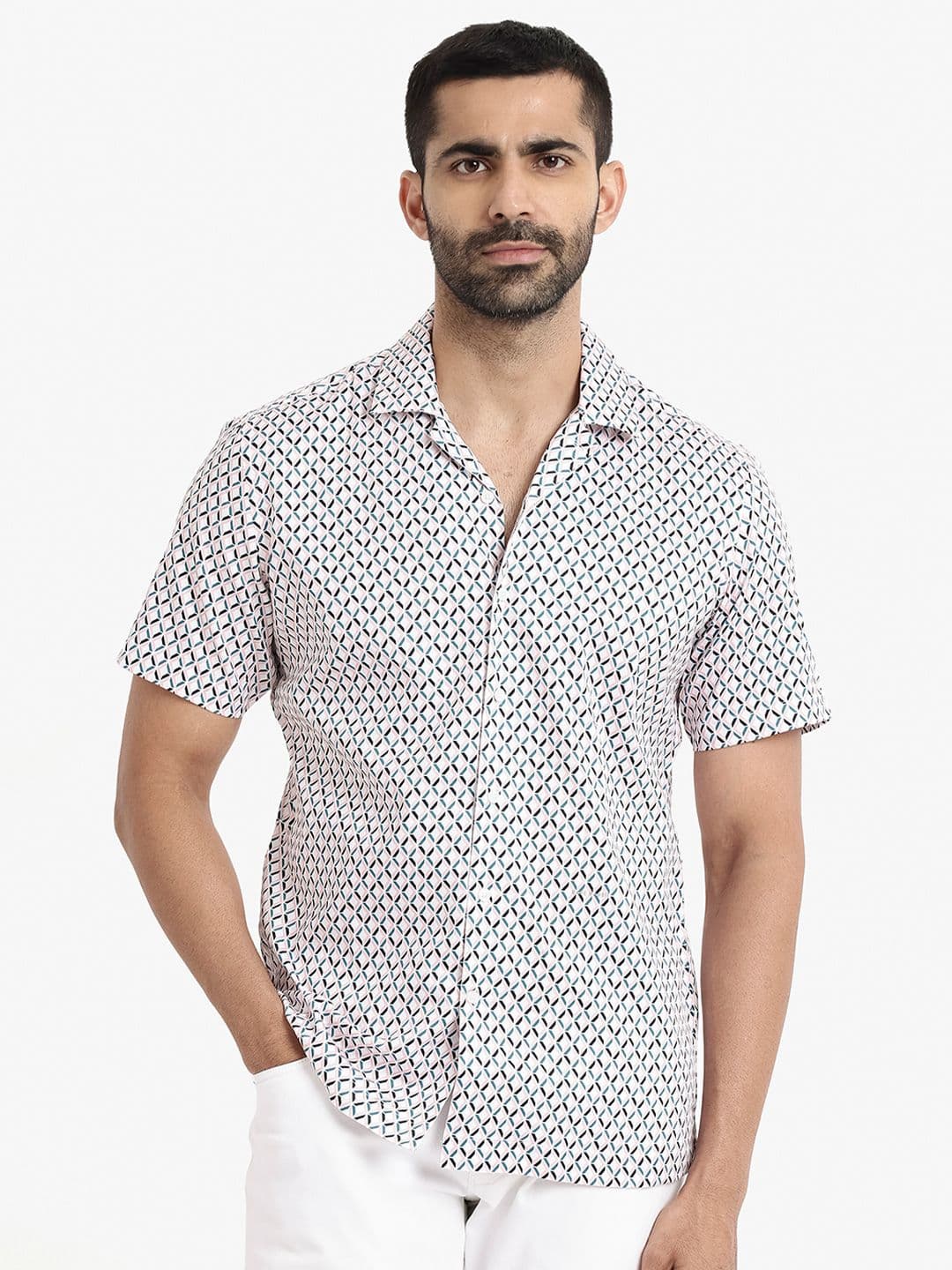 RARE RABBIT Men Comet Slim Fit Geometric Printed Cotton Shirt - view 1