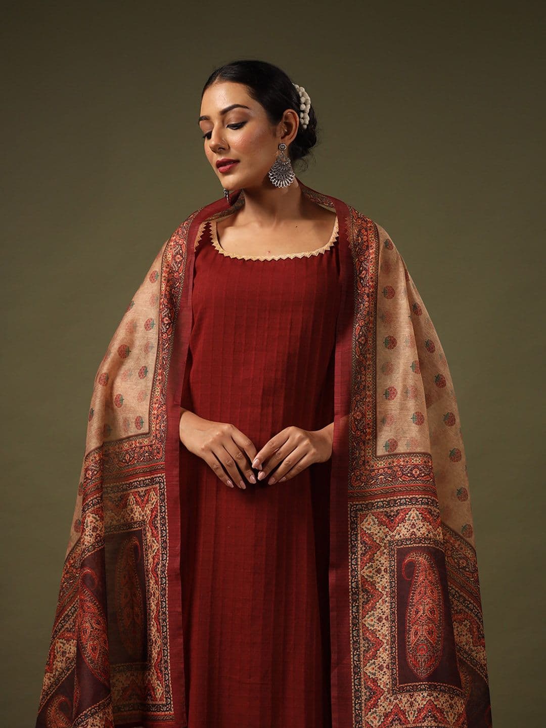 anayna Women Pure Cotton Kurta with Trousers & With Dupatta - view 1