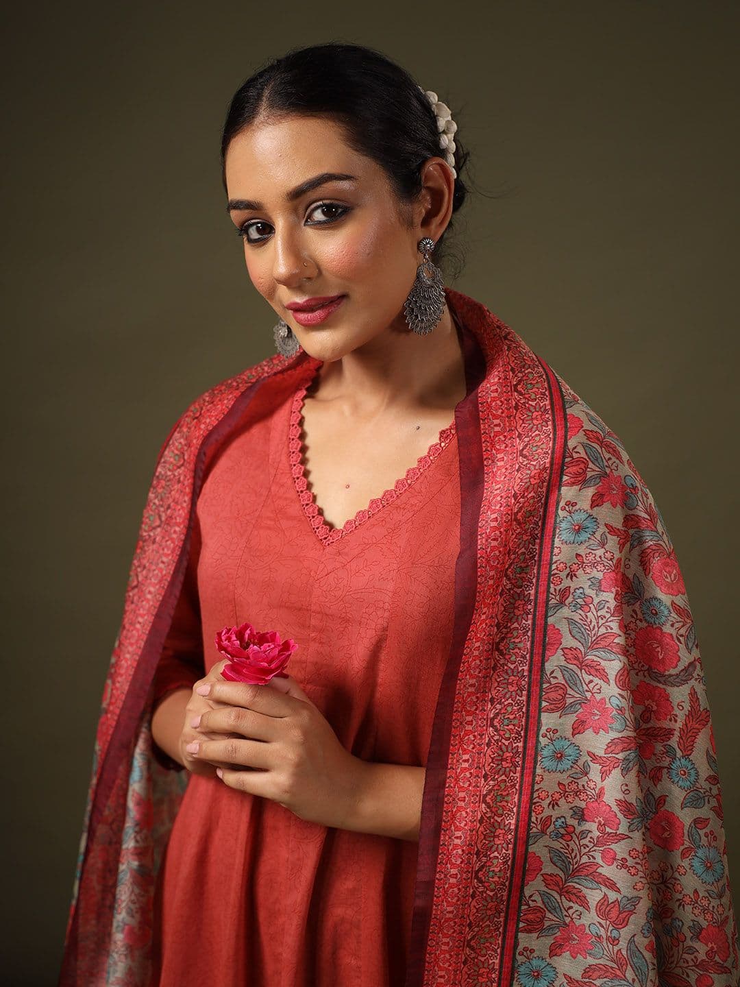 anayna Anarkali Pure Cotton Kurta With Trousers & Dupatta - view 1