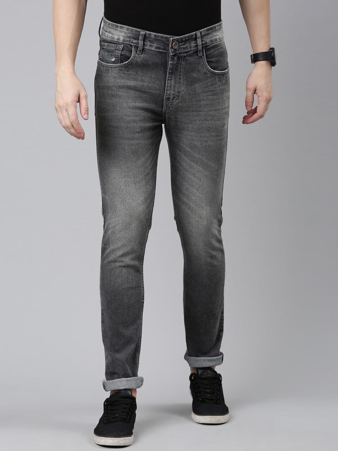 CINOCCI Men Slim Fit Heavy Fade Clean Look Stretchable Jeans - view 1