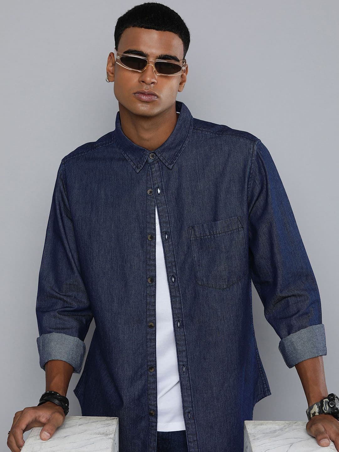 R.Code by The Roadster Life Co. R Code by The Roadster Life Co Men Pure Cotton Opaque Casual Shirt - view 1