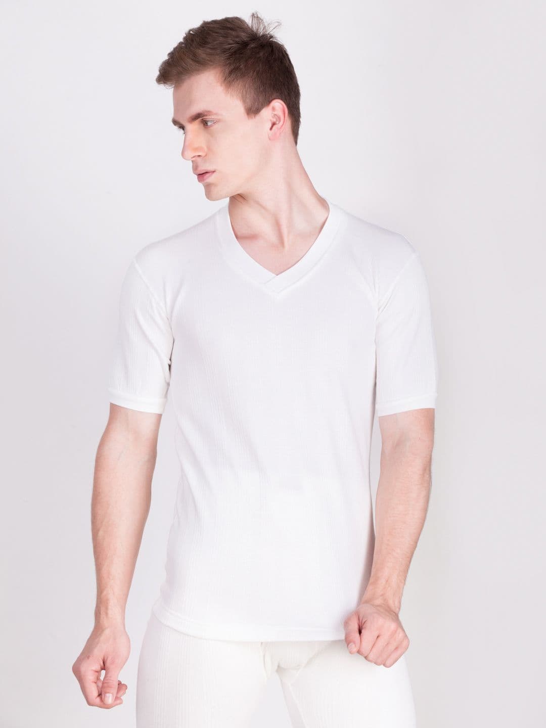 Dollar Ultra Men White Solid Thermal T-shirt - view 1