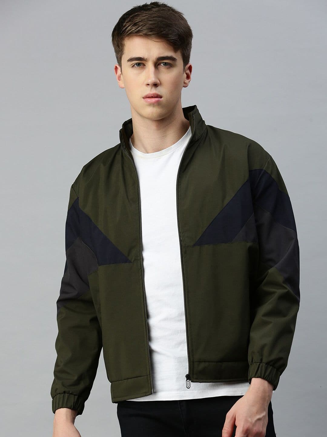 VOXATI Mock Collar Colourblocked Bomber Jacket - view 1